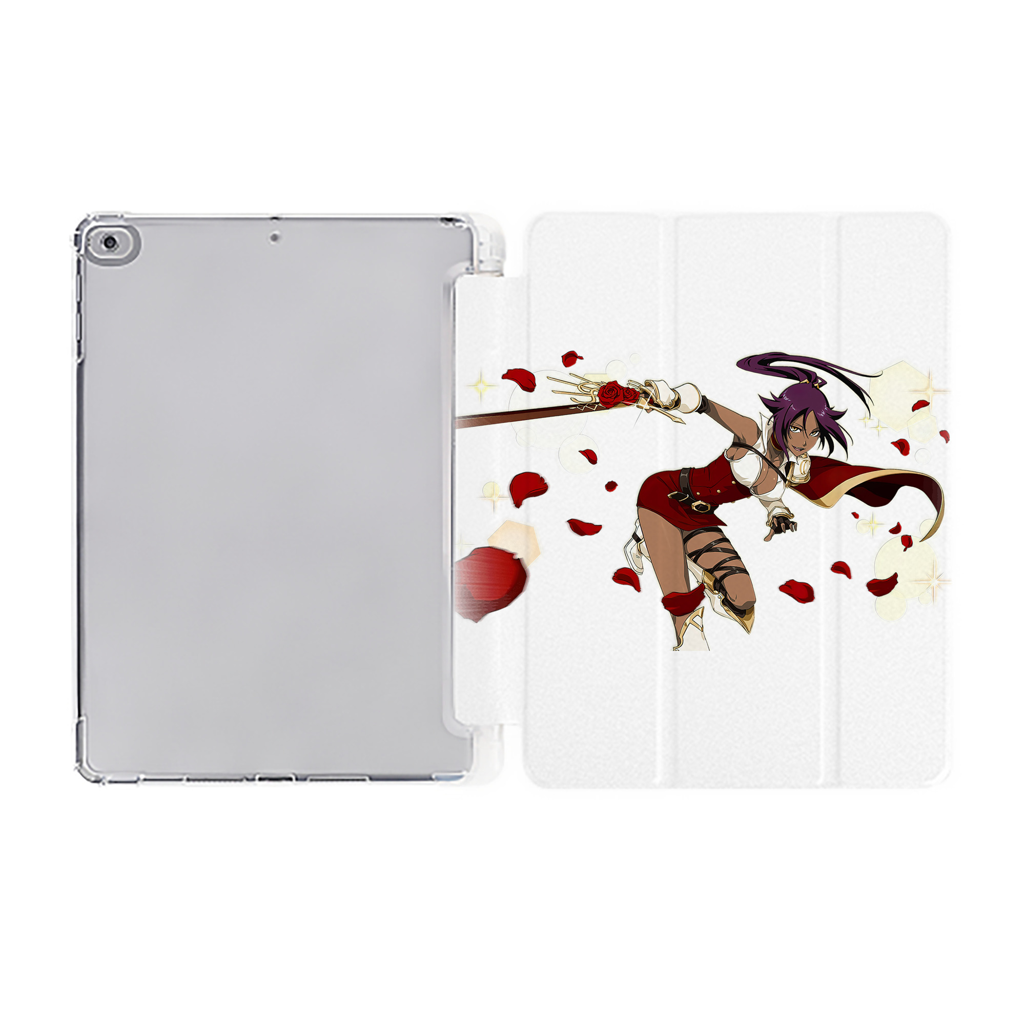 （画像用） ブリーチ 四楓院 夜一（しほういん よるいち） BLEACH Shihouin Yoruichi IPad ケース ペン収納付き 三つ折りスタンド PUレザー×シリコン 対応機種9.5/10.5/10.9インチ